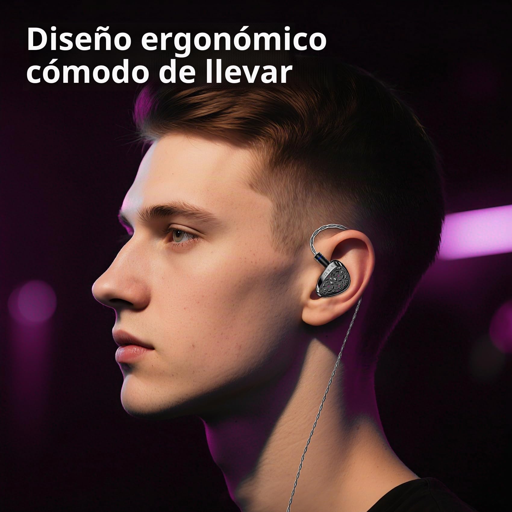 Yinyoo KBEAR TB-Pro IEM Auriculares in Ear con Cable 10mm Dual-Magnetic DD Auriculares Gaming con Micrófono Transductor Diafragma Compuesto PU+Peek+DLC