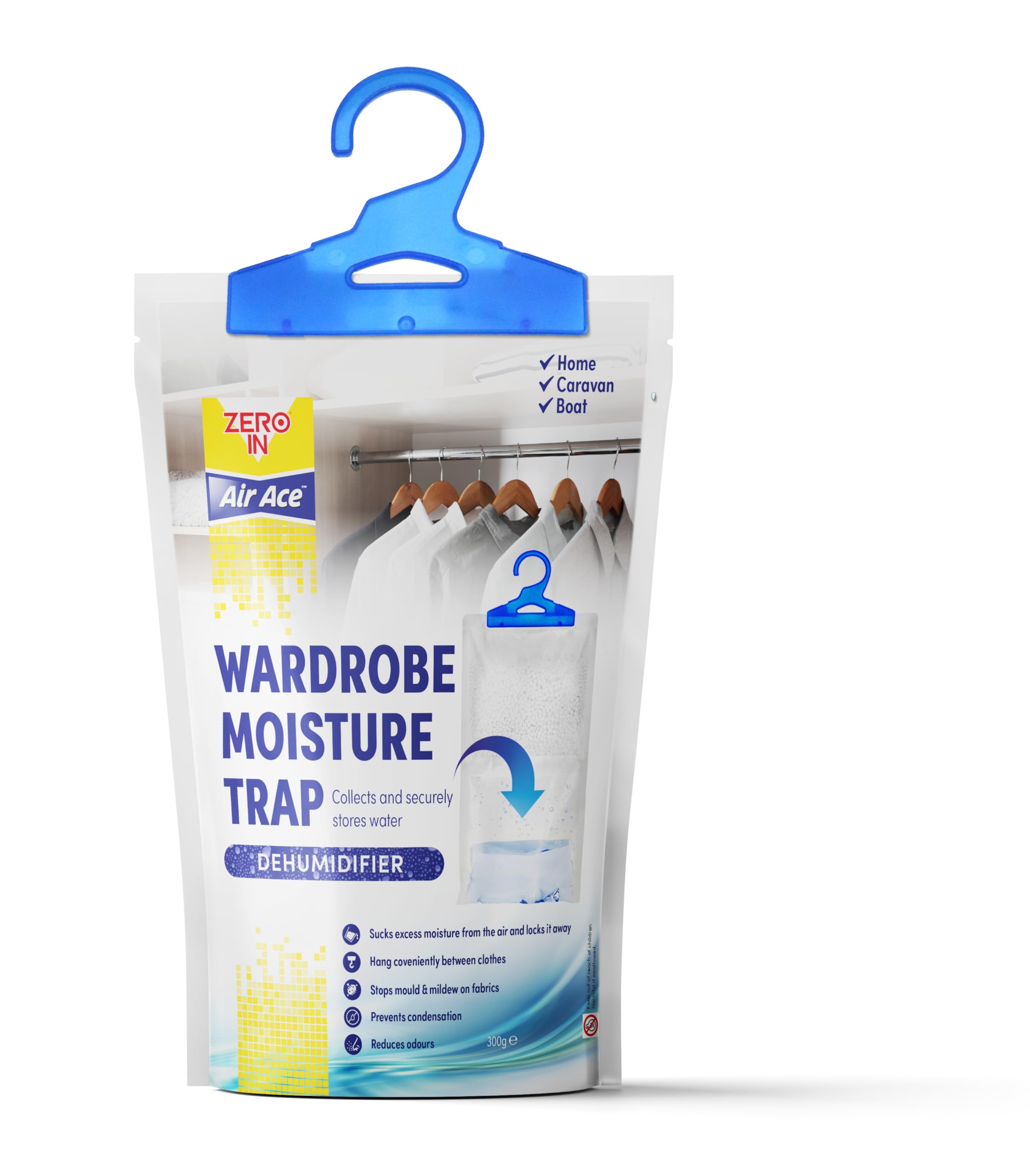 Zero In Wardrobe Moisture Trap Dehumidifier, Frangrance Free - 300G