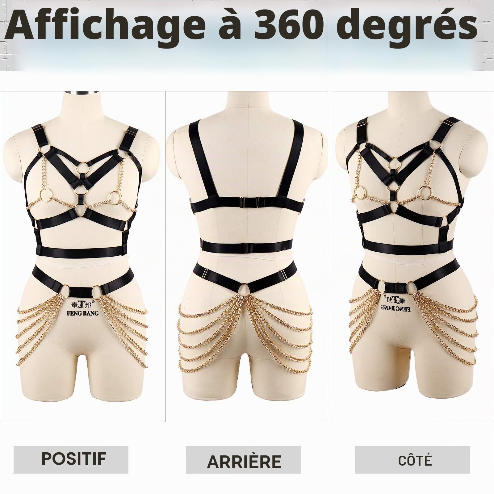 Femmes Punk Corps Harnais Soutien-Gorge Porte-Jarretelles élastique réglable Soutien-Gorge Danse Carnaval Accessoires de déguisement Gothique