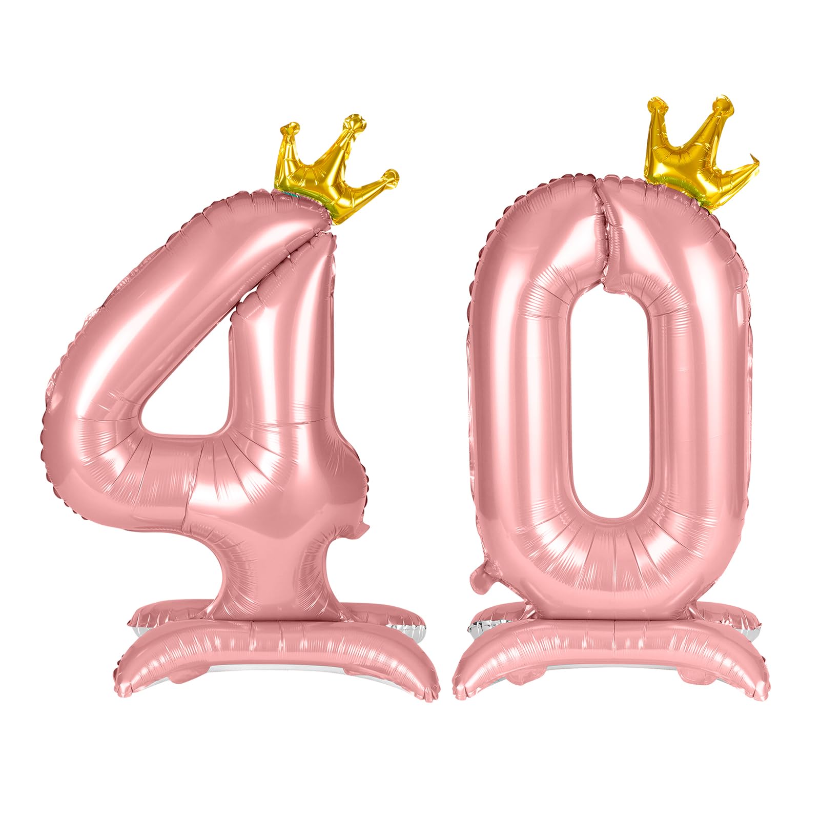 APXEL Pink Standing Crown Number 40 Balloons, 42'' Foil 4 & 0 Balloon