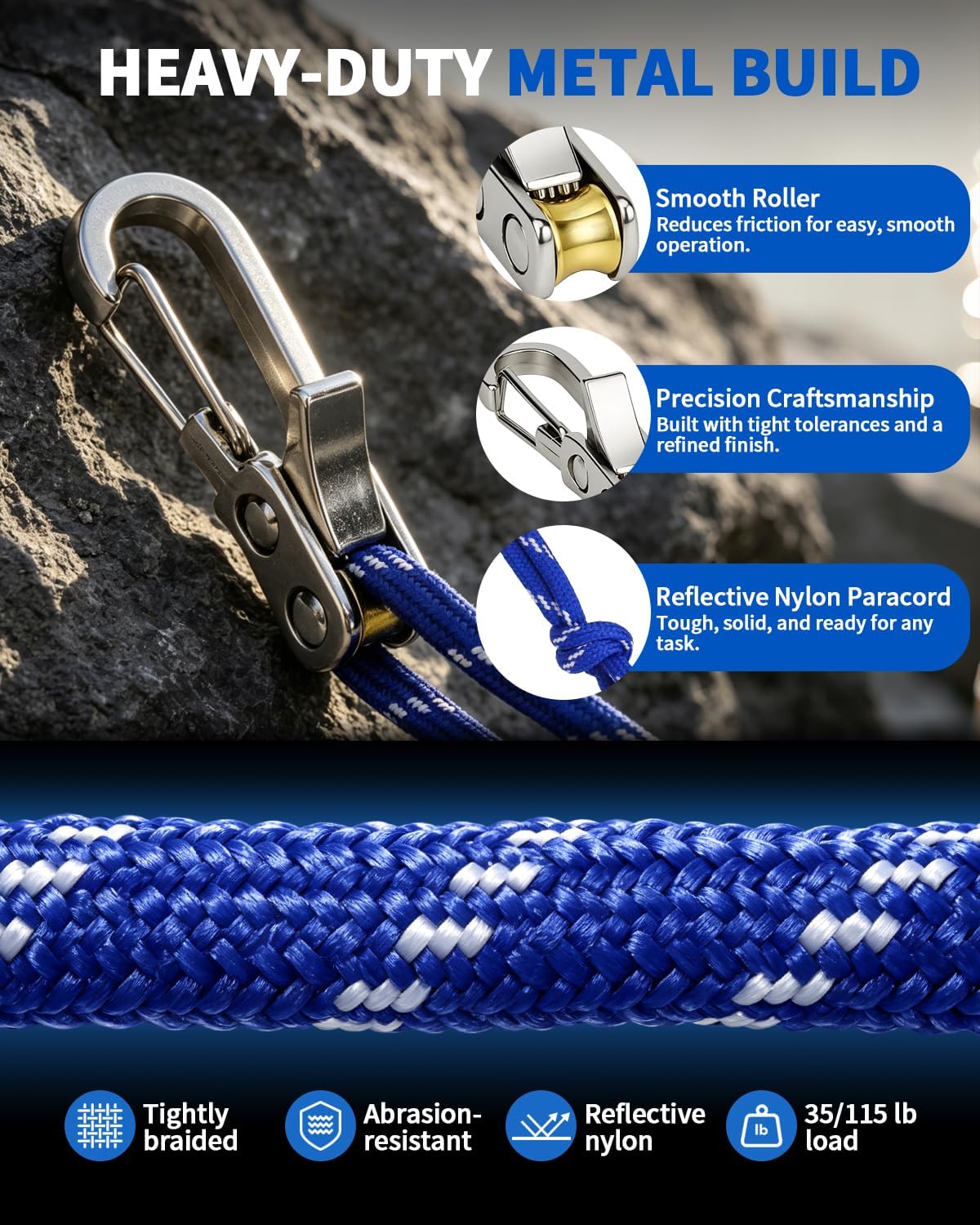 6-Pack Rope Roller Tensioner, Heavy Duty Tie Downs for Camping & Boating