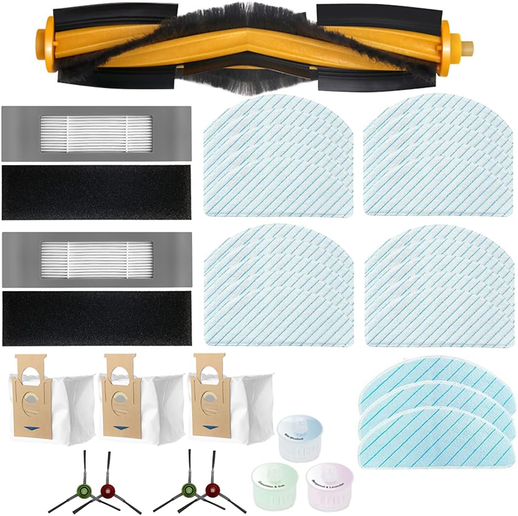 Chuancheng Accessories Kit for ECOVACS T9 T9+ Series Vacumm Cleaner, Roller Brush, 2 Filter, 4 Side Brush, 23 Mop Cloth, 3 Dust Bag, 3 Fragrance Capsules