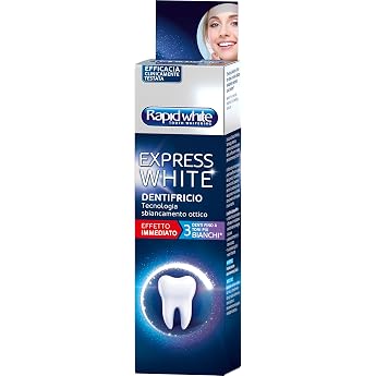 Rapid White Express White Teeth Whitening Toothpaste for up to 3 Tones Strengthens Enamel and Protects Against Caries Mint Flavour Clinically Tested 75 ml