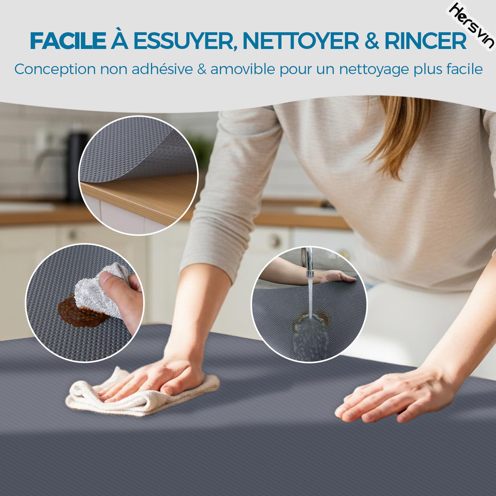 Tapis De Fond De Tiroir EVA Antidérapant - 30x400cm Noir - Protection Pour Cuisine, Frigo Et Placard - Facile à Découper Et Nettoyer - 9