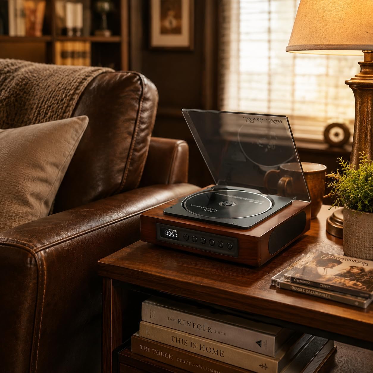 DVP-560 Portable CD Player with Bluetooth, Built-in Dual Speakers, Retro Wooden Design, Rechargeable Battery, SPDIF Output, Compact CD Player for Home Decor, Ideal Gift