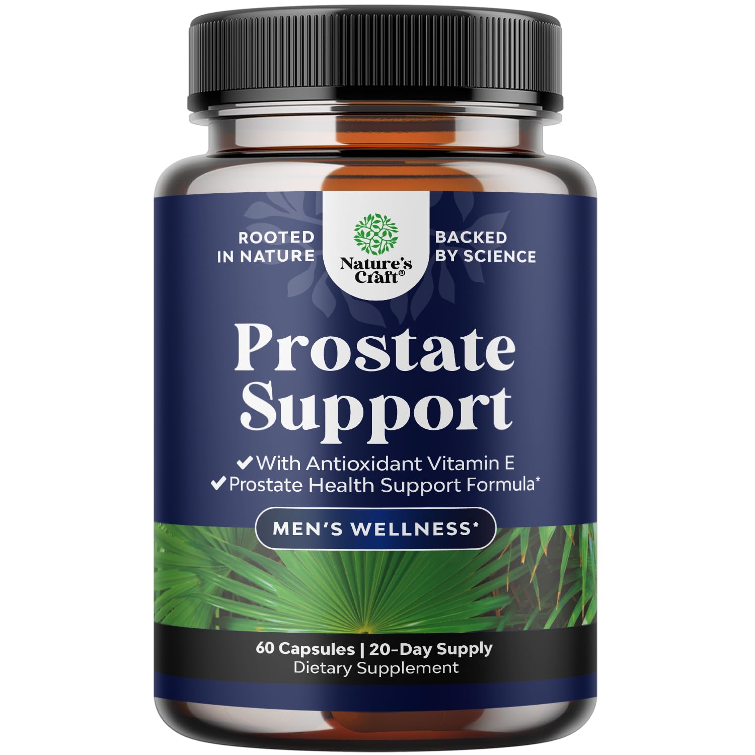 Herbal Saw Palmetto Male Supplement - Potent Pygeum and Saw Palmetto Extract with Beta Sitosterol & Green Tea Supplements for Adult Males for Urinary Tract Support & Frequent Urination - 60 Capsules