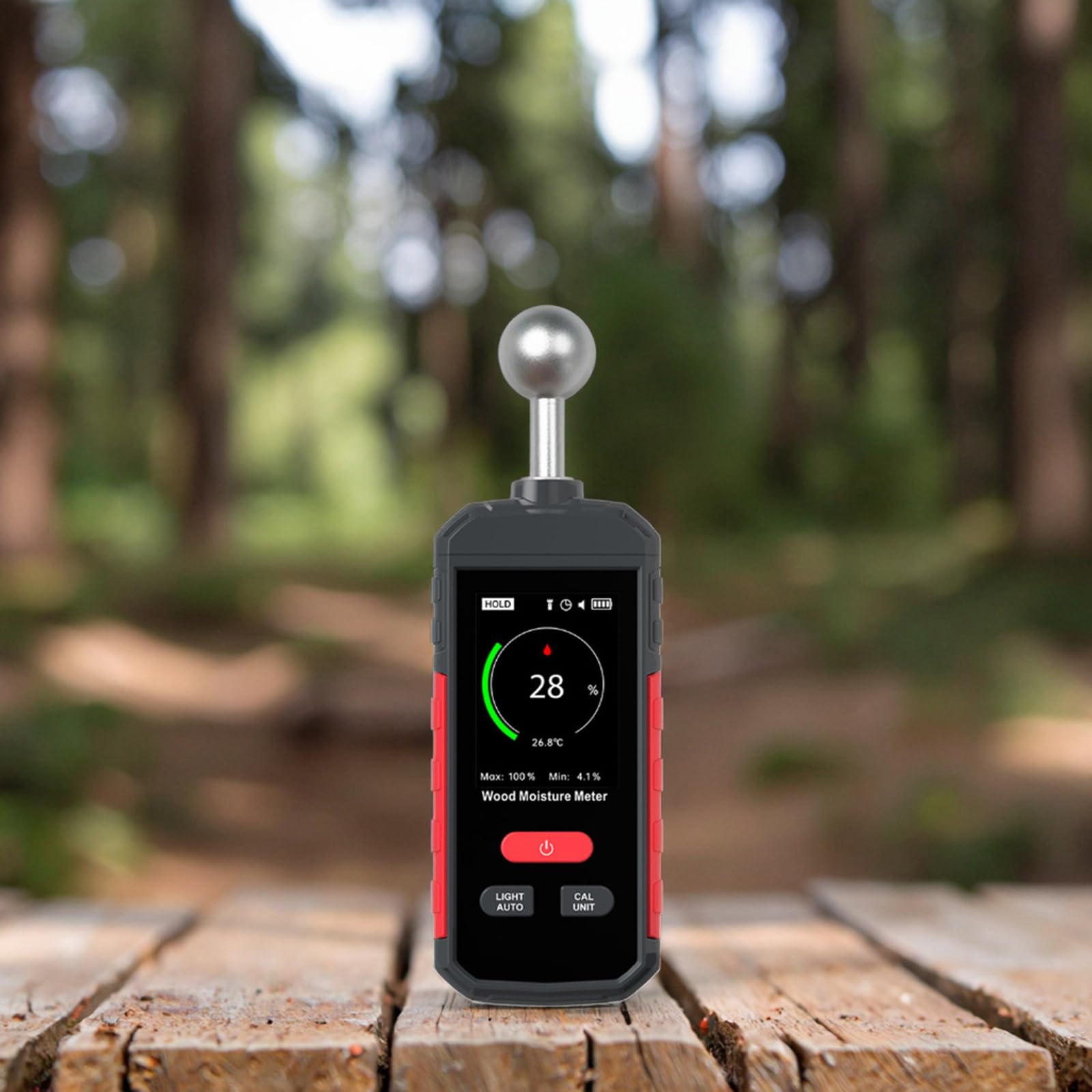 Detector profesional para obras de construcción de suelos de pared con sonda de bola de 5 a 40 mm, termómetros integrados, medidor de humedad de madera, detector de humedad de pared
