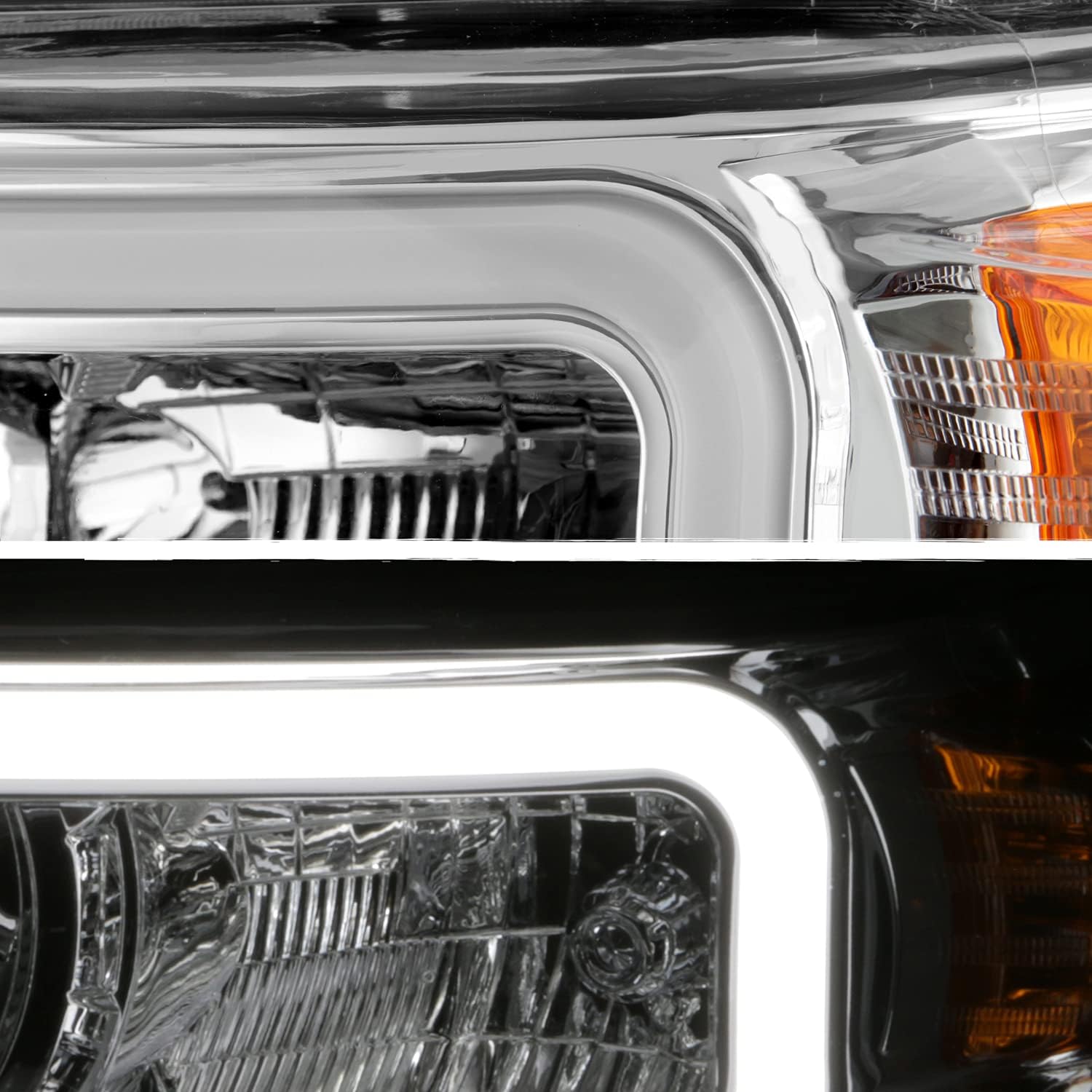 AKKON - Fits 2010-2013 Toyota 4Runner [C-Tube Bar] LED Parking Chrome Headlights Pair Driver Left+Passenger Right Replacement