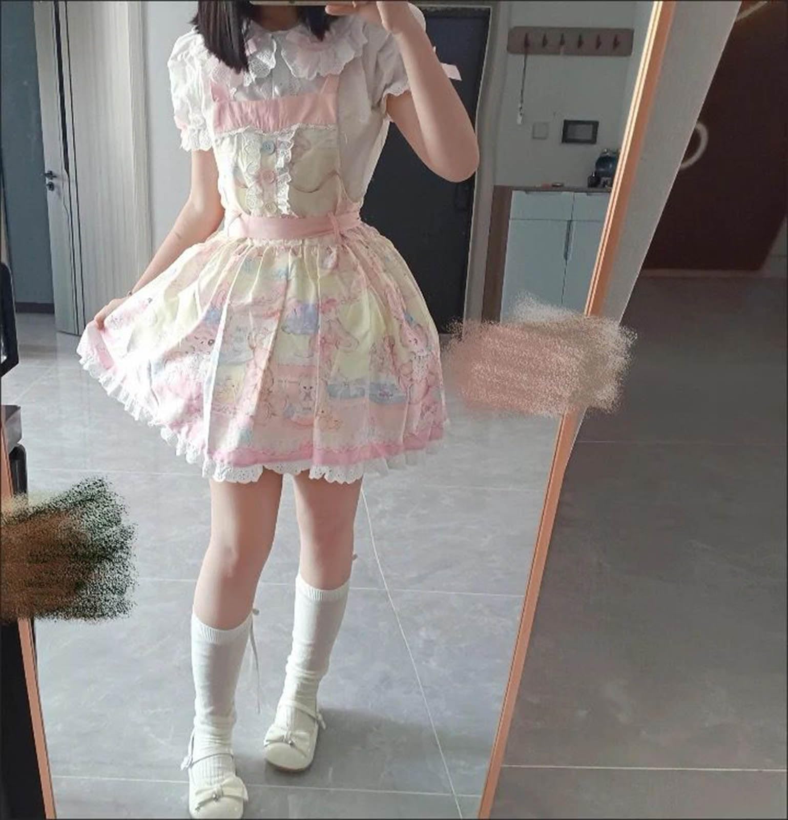 Chemisier Lolita pour femme avec col Peter Pan boutonné, style victorien, vintage, kawaii, tendance, haut d'été à manches courtes