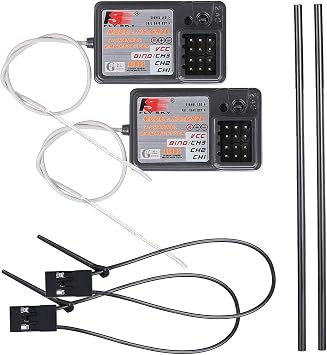 Globact Flysky FS-GR3E AFHDS Long Range 2.4G 3CH Receiver for FS-GT2 FS-GT2B FS-GT3B FS-GT3C FZ-IT4S Transmitter RC Car Boat (2 Pcs)
