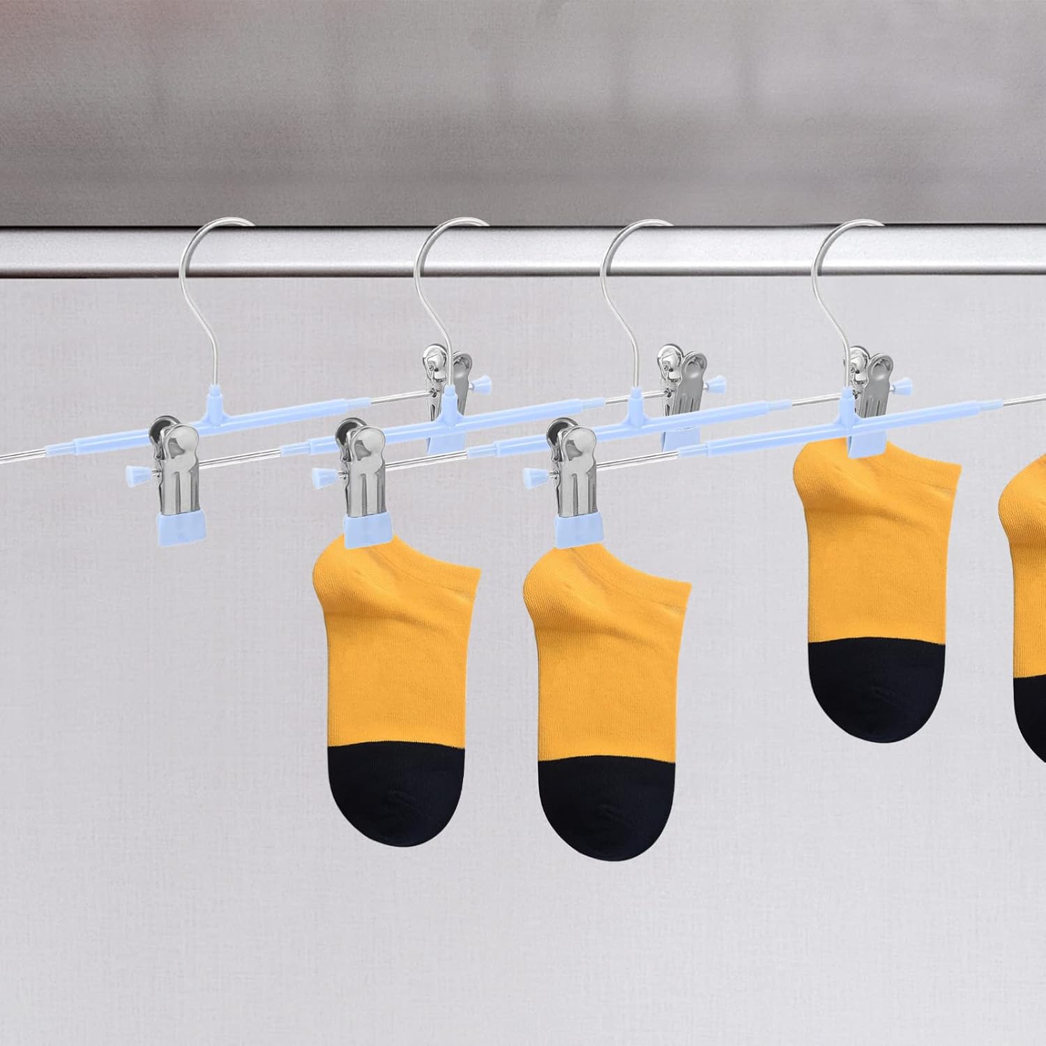 10Pcs Clothes Hangers with Clips Stainless Steel Pants Hanger Skirt Hanger Anti- Skid Clip Hangers Closet Organizer (Blue)