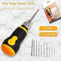 Vista 2 de Taladro de mano para fabricación de joyas, herramientas rotativas de perforación de madera, mini taladro de mano con 10 brocas de acero de alta