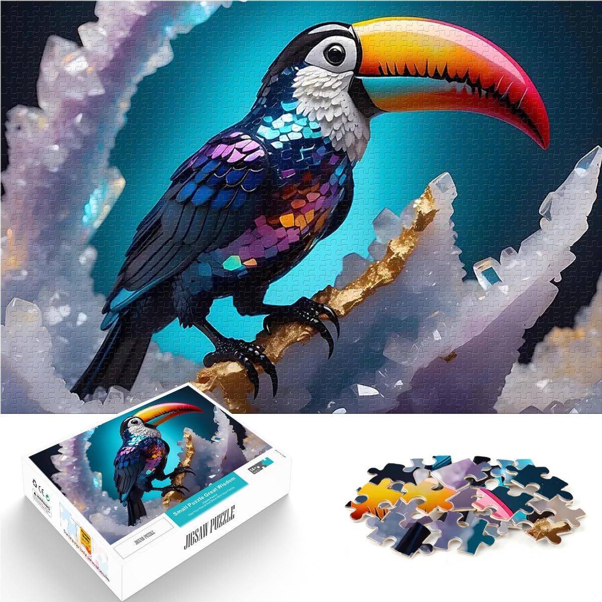 puzzles for adults 1000 pieces crystal toucan Familienspiel zum Stressabbau, schwierige Herausforderung Ein Kunstwerk52x38cm — image 1