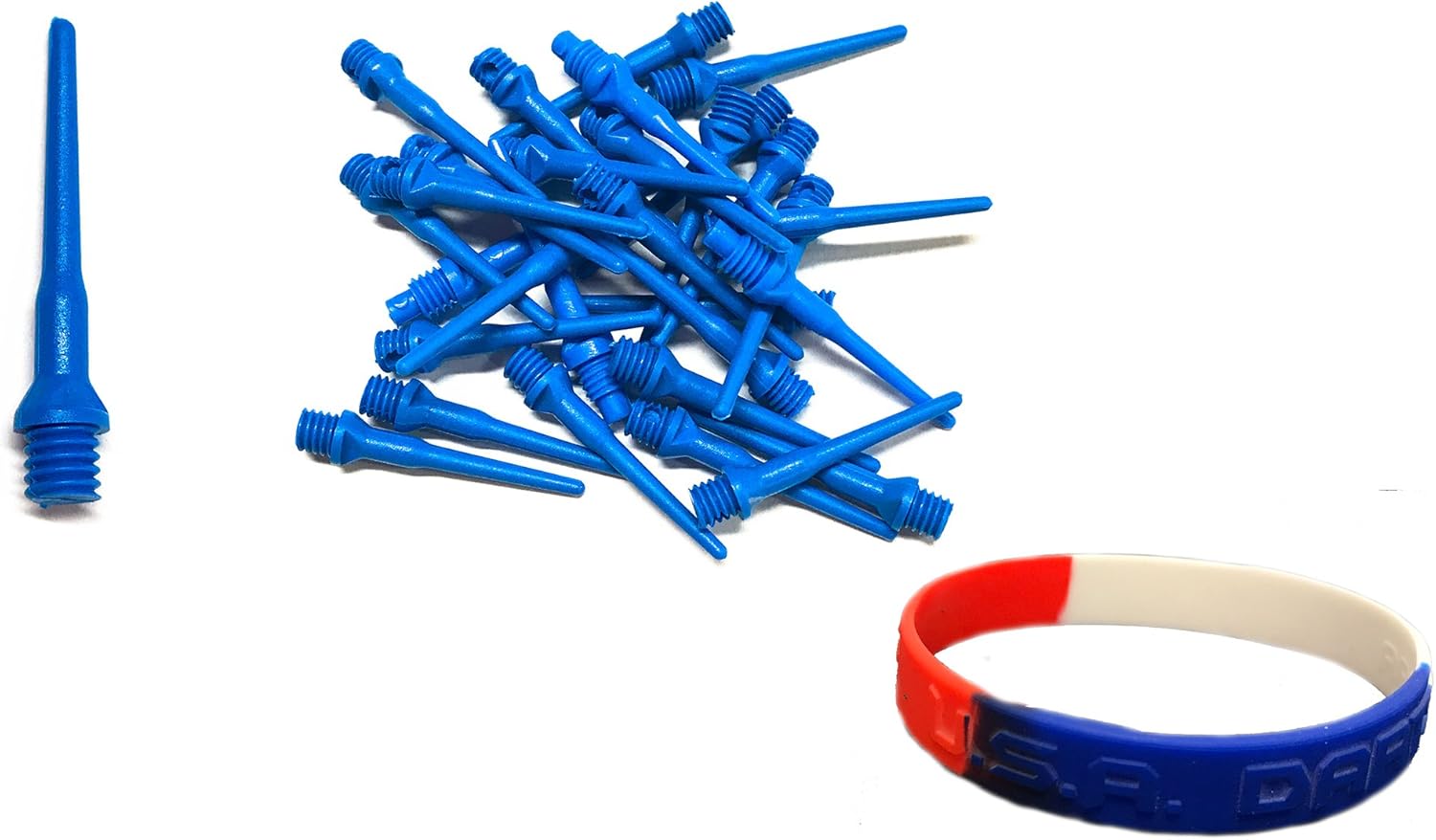 Blue Long Extra Strong 2BA 3/16" Thread Soft Tip Dart Points 100-1000 Packs Plus USA I Love Darts Bracelet