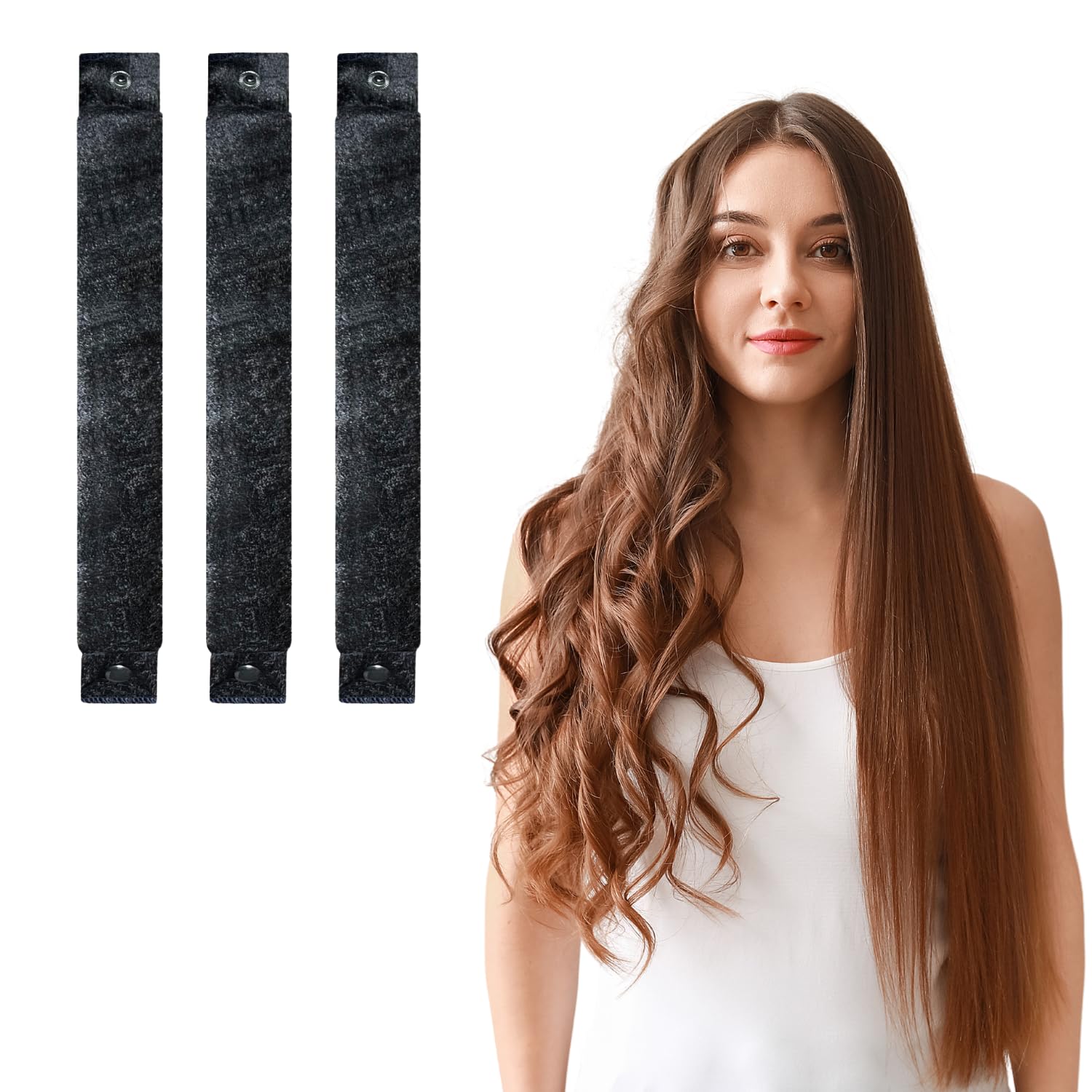 SALVIA DIONE 3 ADET Isısız Saç Kıvırıcı, Ayarlanabilir Toka, Isı Kıvırma Çubukları ve Gece Bukleleri için Saç Başlığı, Tüm Saç Tiplerine Uygun (Koyu Gri renginde)