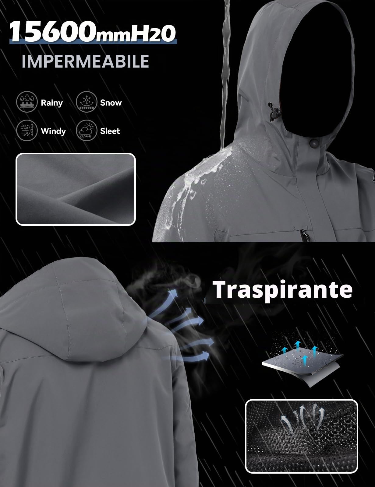 Voqeen Giacca Impermeabile Uomo Softshell Leggero Cappotto Giubbotto Traspirante Casual Giubbotto Antipioggia Con Cappuccio Per Corsa Ciclismo Escursionismo Arrampicata Sport