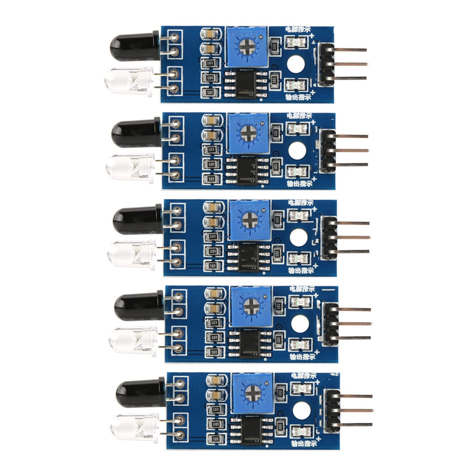 Oumefar 5Pcs IR Infrared Obstacle Avoidance Sensor Module Infrared Barrier Module for Smart Car Robot IR