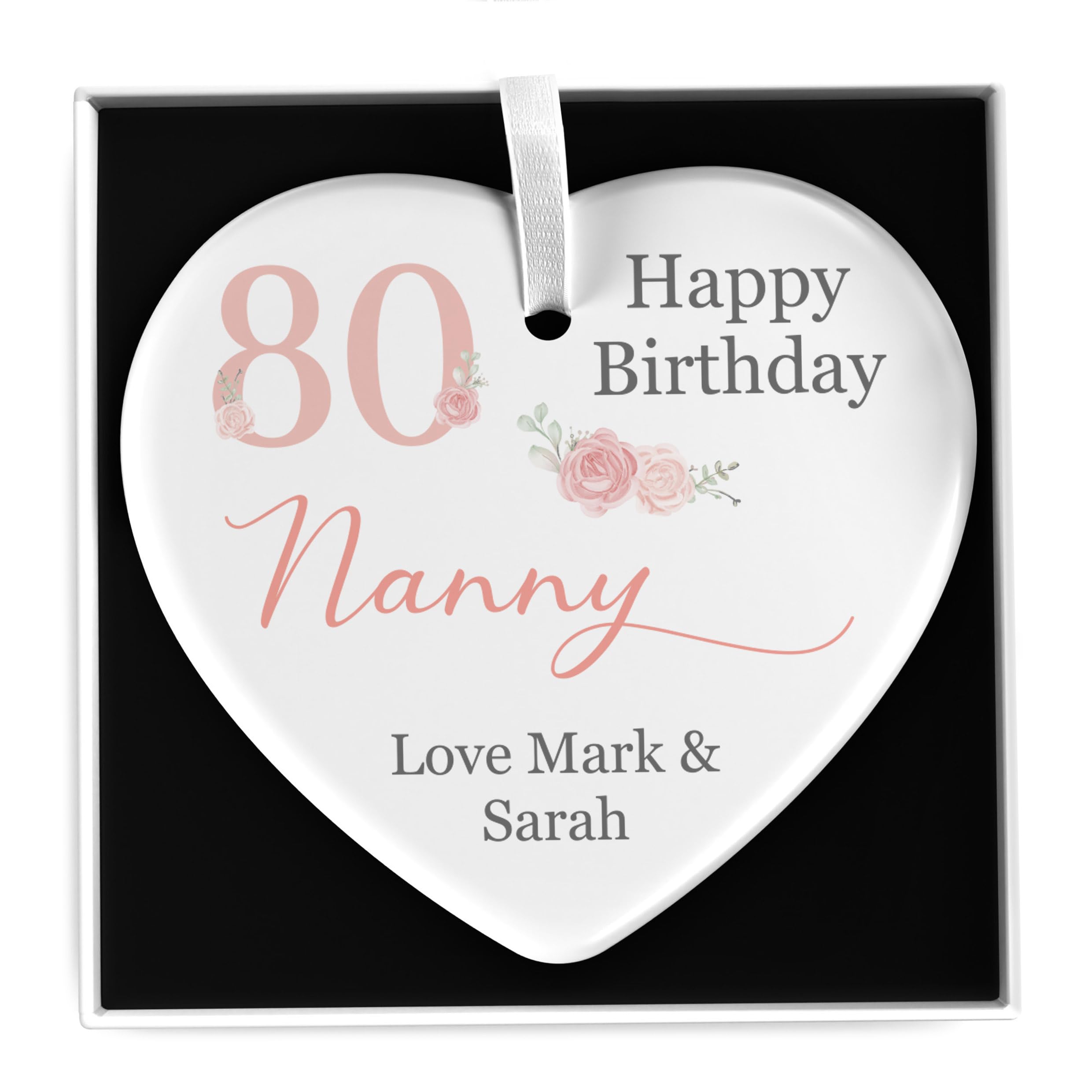 Beecreative Personalised 80th Birthday Gifts for Women Friend Mum Sister Grandmother Nanny, 80th Birthday Ceramic Sign Plaque, 80th Birthday Keepsake For Her, With Gift Box
