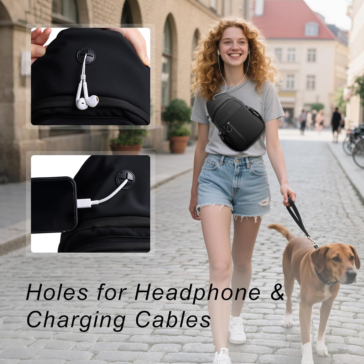 AIRSSON Crossbody Bag Men with Gun Holster, Concealed Carry Bag for Men Women Multi-pockets, 228T Washed and Dense Pile Velvet Sling Bag for Men