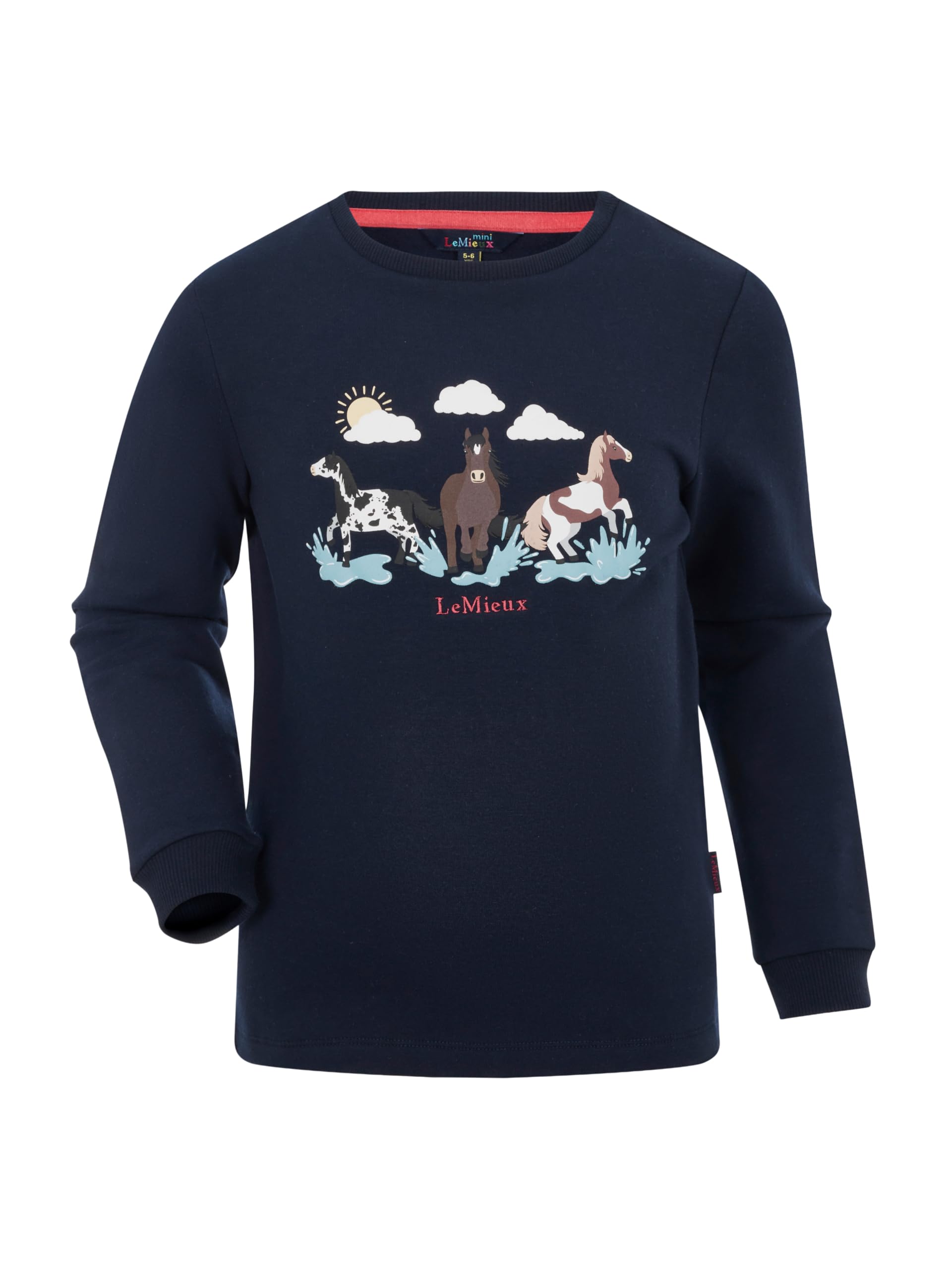 Lemieux Navy Mini Poppy Long Sleeve Top - Super Soft Brushed Cotton - Puddle Pals Ponies - 5-6 Years