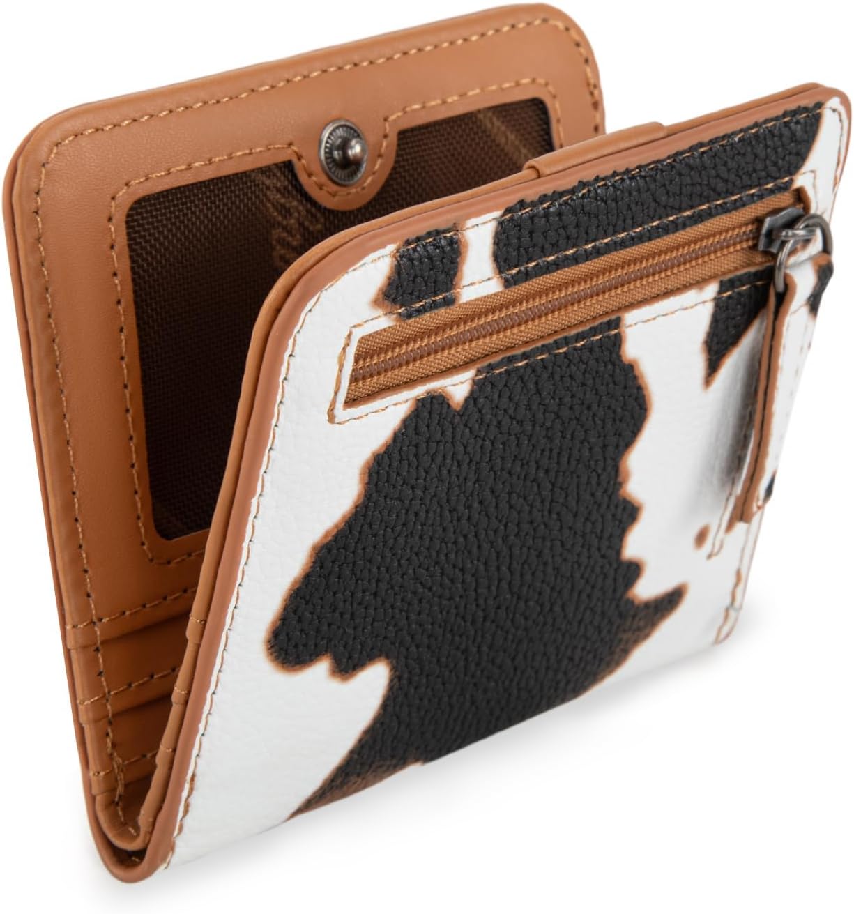 Montana West X Wrangler Small Brown Cow Print Wallets for Women Slim Thin Wallet Card Cases Money Organizer Thin Mini Pocket Wallet with Rfid Lining and A Coin Purse - Image 2