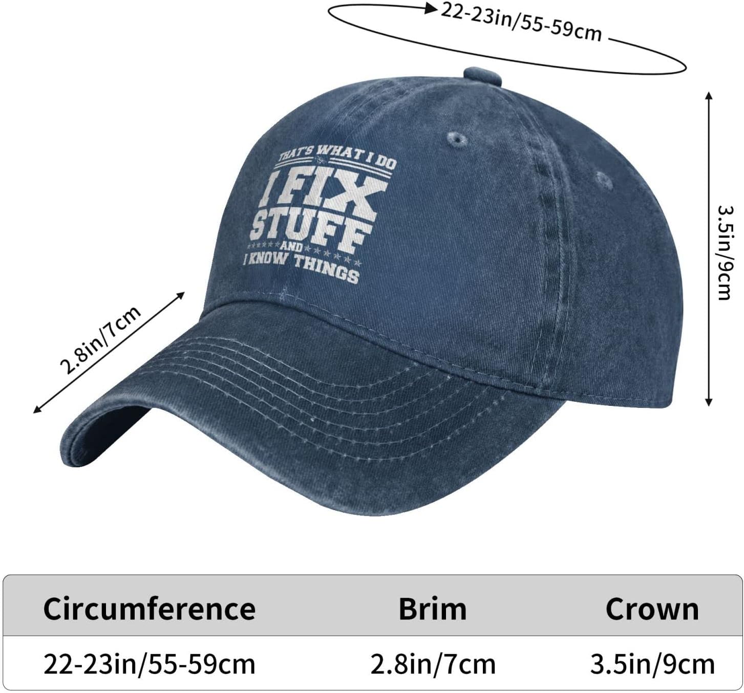 VUWKNQ That's What I Do I Fix Stuff and I Know Things Hat I Fix Stuff Hat Cool Stuff Hat for Men Funny, Navy Blue 6 - Image 3