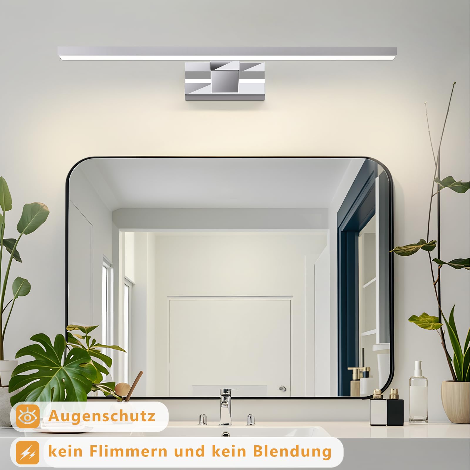 LED Aplique Espejo Baño 60CM 12W Lámpara Aplique de Espejo para | Baño 4000K ámpara de Espejo IP44 Luces de Espelho Resistente al Agua para baño y Armario con Espejo