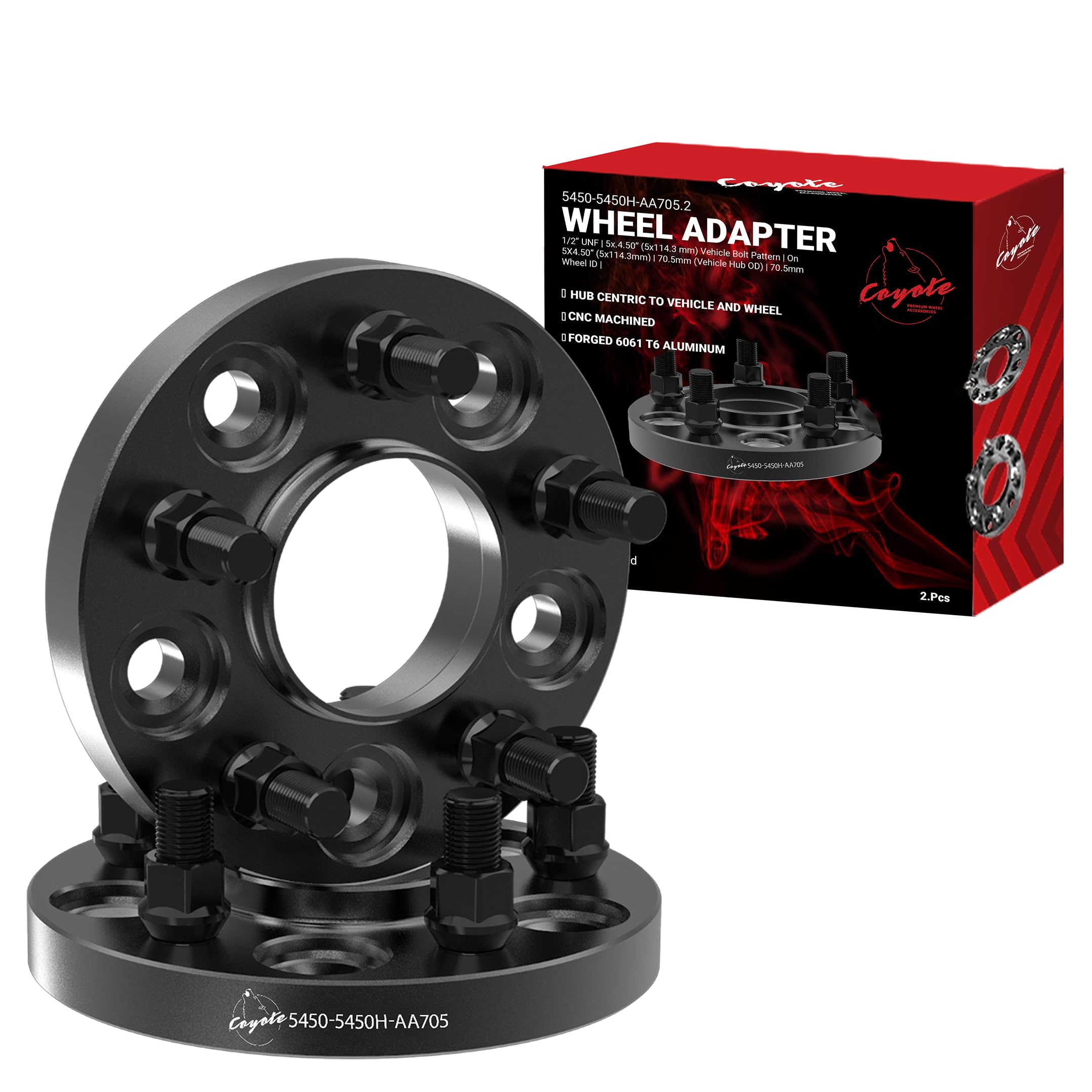 Wheel Accessories Parts 2 Pc Hub Centric Wheel Spacers Adapters 5x4.5 5x114.3 20mm Thick 1/2"-20 Thread Stud Fits Ford Mustang 1994 to 2014