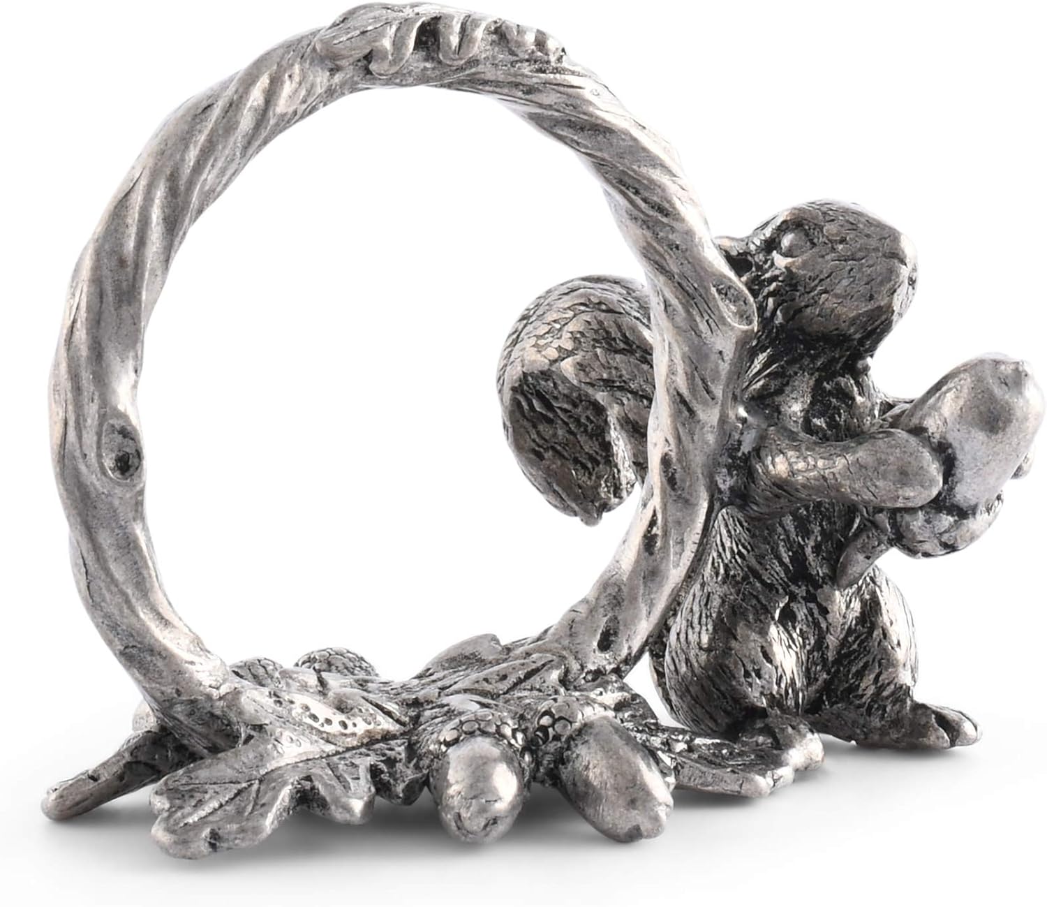 Vagabond House Pewter Squirrel Branch Napkin Ring (Sold as Single Ring) Artisan Crafted Designer Ring 2 inch Tall