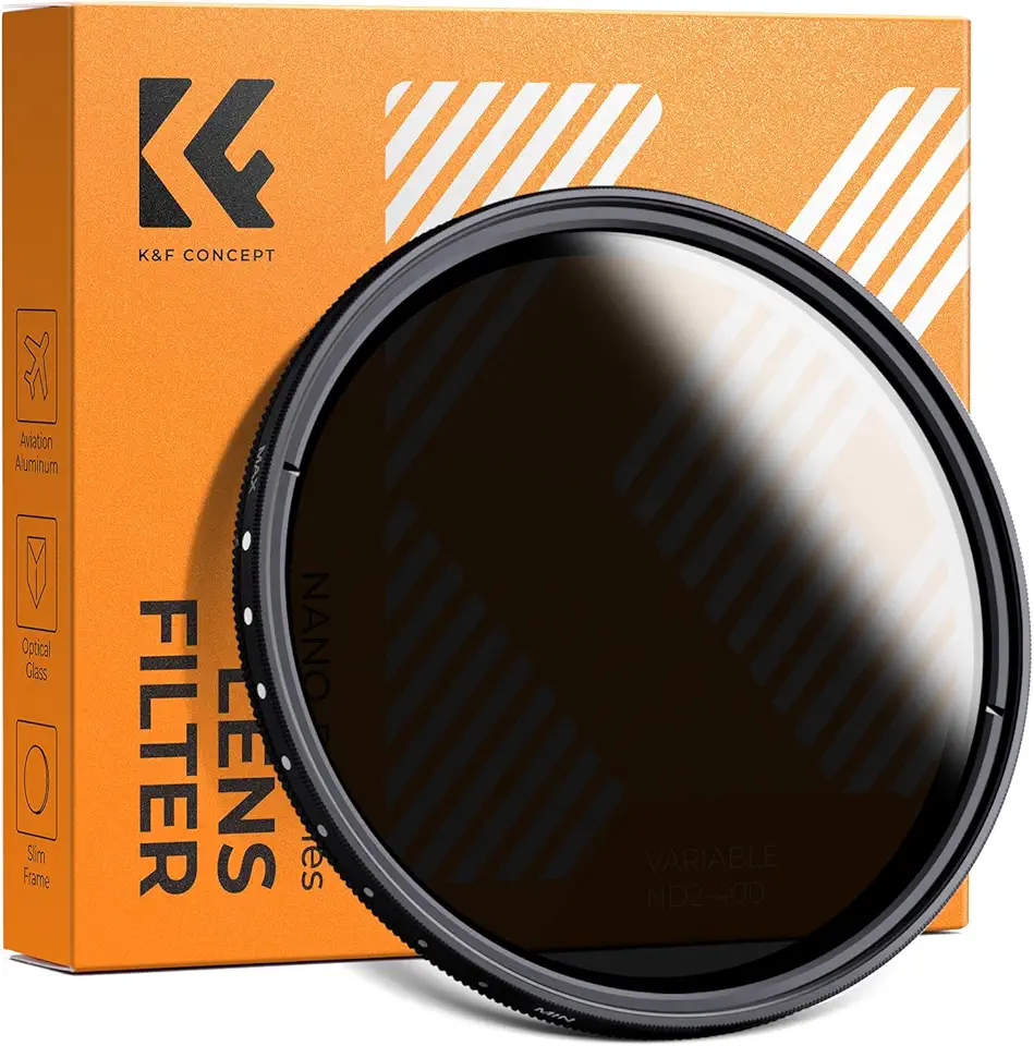 K&F Concept ND2-400 Filtro ND variável densidade neutra ajustável Fader ND2 ND4 ND8 ND16 ND32 para ND400 filtro de lente para câmera DSLR fina (49 mm)