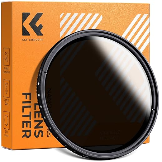 K&F CONCEPT 55mm Variable ND2-ND400 ND Lens Filter (1-9 Stops) for Camera Lens, Adjustable Neutral Density Filter with Microfiber Cleaning Cloth (B-Series)