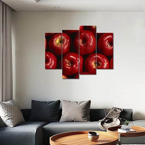 Miniatura 5 de Manzana roja con gota de agua, pintura artística de pared, imágenes impresas en lienzo comida la imagen para decoración moderna del hogar