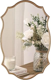 Decoccino Vintage Gold 20x30 Wall Mirror - Antique Brass Octagonal Frame, Shatterproof HD Glass for Bathroom Bedroom Living Room