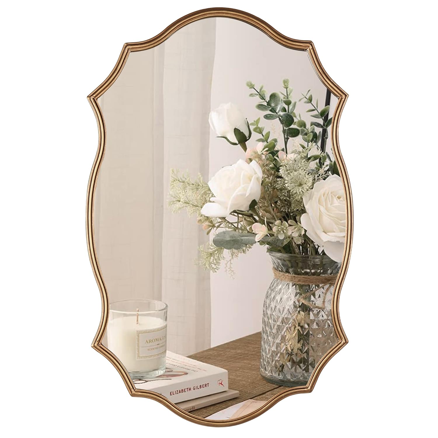 Wall Mirror in Vintage Golden Decorative 20 x30 Accent Vanity Mirrors Wall Mounted Mirror Antique Brass Metal Frame