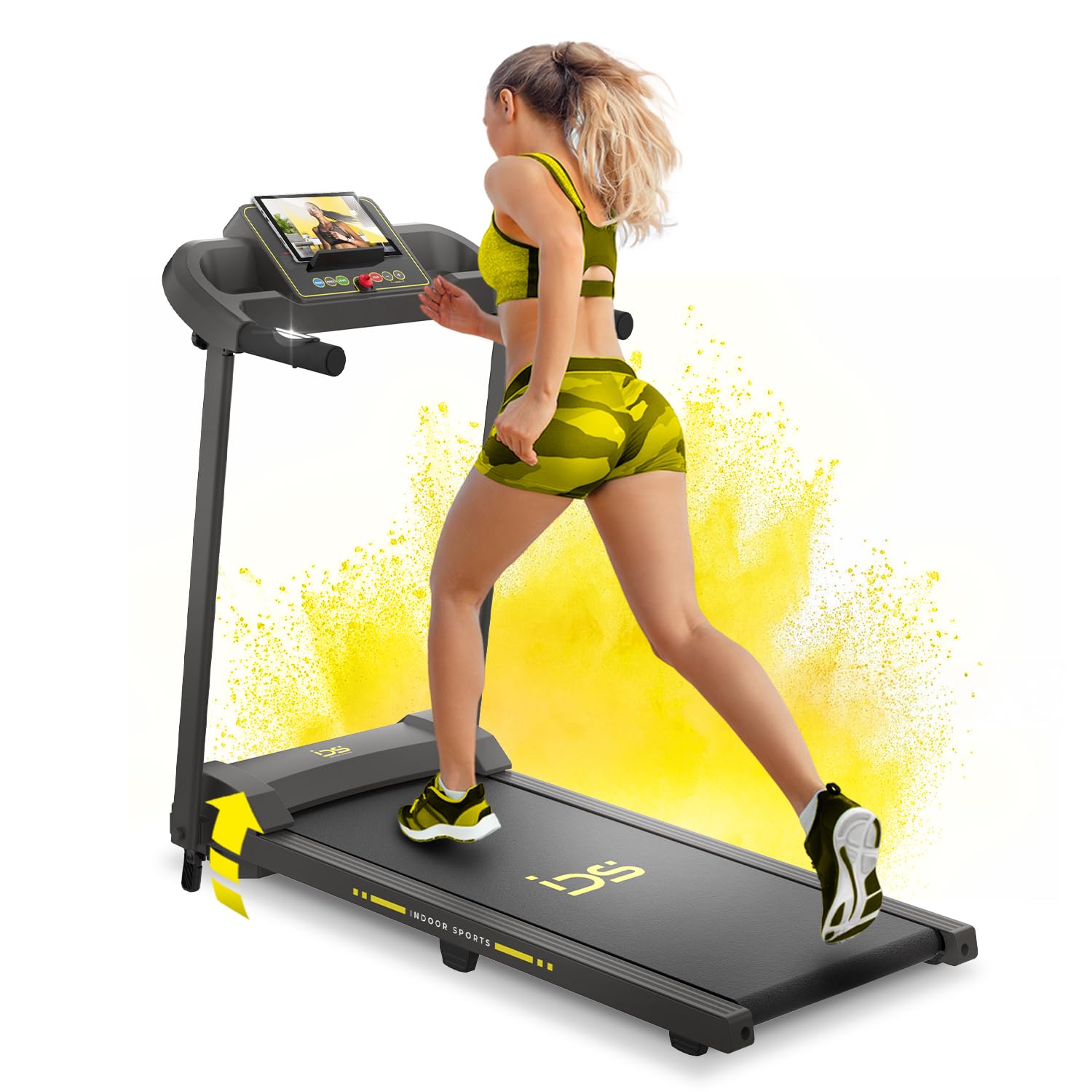 IDS W6 Tapis Roulant Elettrico Salvaspazio, CORSA + NORDIC WALKING, Brand ITALIANO, Super Slim 11,5 CM, 8 km/h, 6 Programmi, Telecomando da polso, Garanzia e Assistenza ITALIA