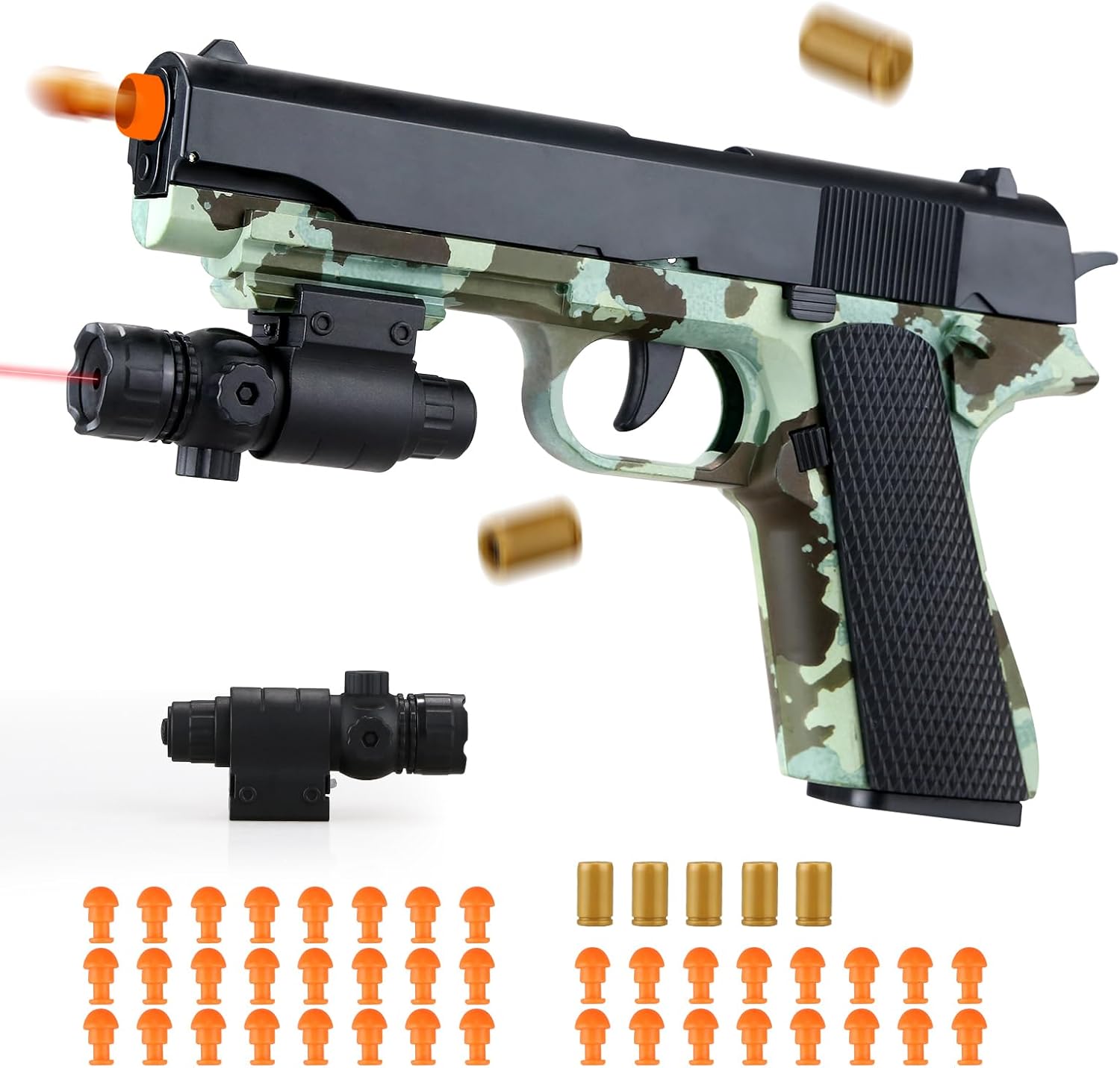 QCCX Toy Guns for Boys, Green Educational Toy Blaster Games, Kids Soft Foam Gun, Cool Outdoor Present for 6+ Years, Continuous Operation