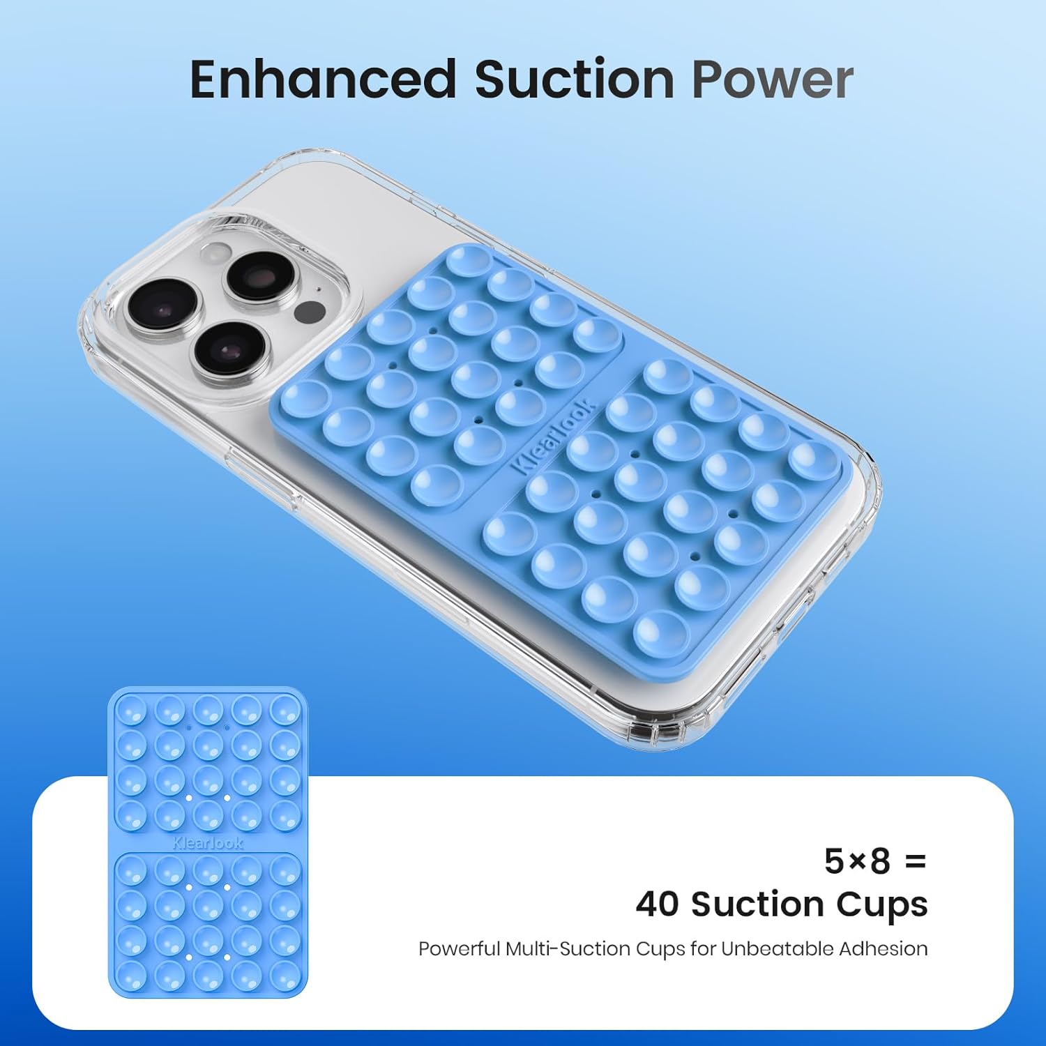 Klearlook Silicone Suction Cup Phone Case Mount Double Sided, Silicon Sticky Phone Grip with Higher Suction for Cell Phone, Hands-Free Phone Accessories Holder for Selfies and Videos, Navy Blue image 3 of 6 B0D5LF3WZ3