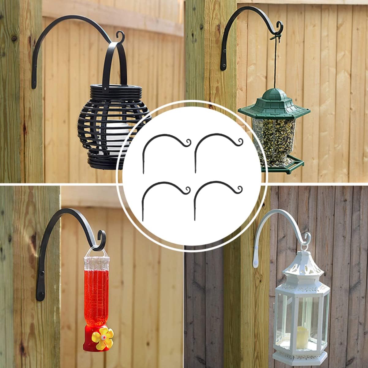 Kisangel 4pcs Outdoor Balcony Flower Pot Hanger Basket Hanger Dark Finish Wall Flower Bracket