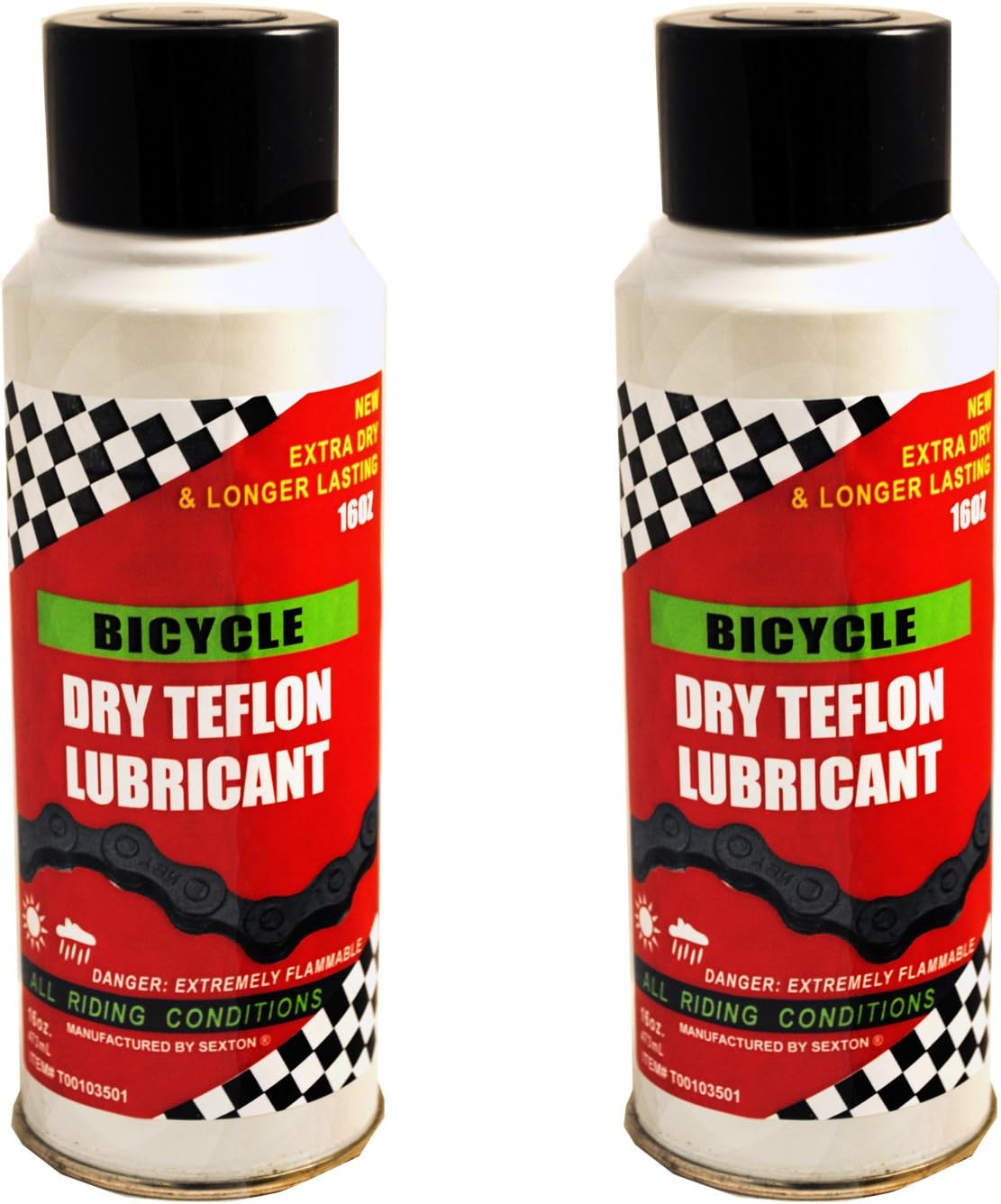 Dry Teflon Spray Lubricant/Bike Chain Oil/Lube, 8.5oz can, 2 pc Lot