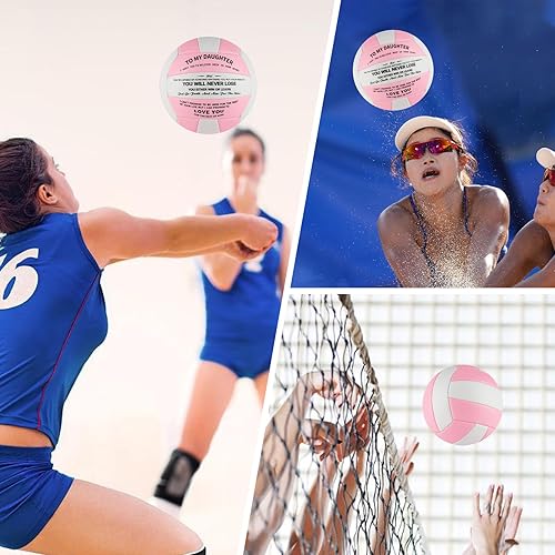 Miniatura 7 de ANCBRUT Regalo de voleibol para hija, pelotas deportivas personalizadas para interiores y exteriores, con mensaje grabado, tamaño oficial 5, regalos