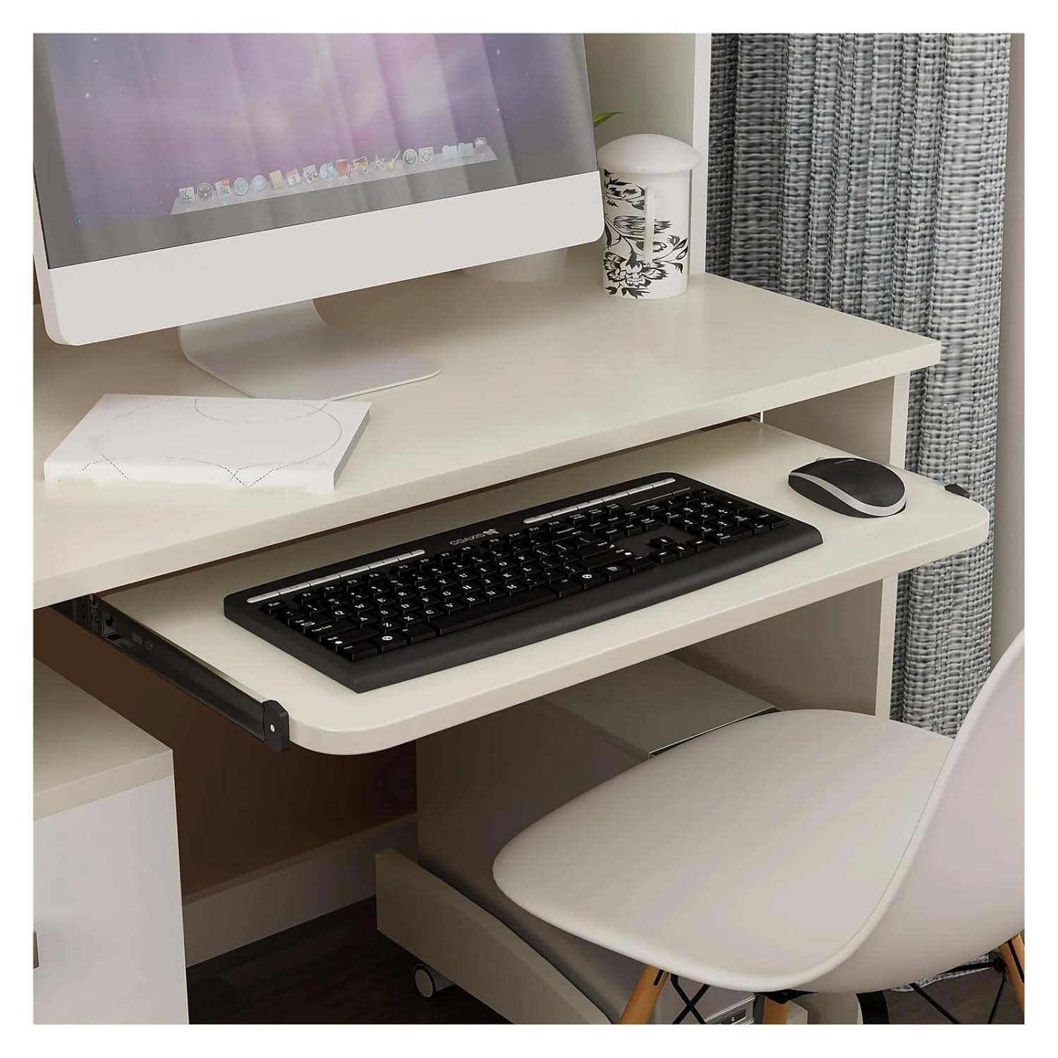 Drawer Rolling Bearing Slip Rail Keyboard Rails Height Adjustable Smooth Sliding Steel Drawer Office Stand Tray Slide Desk Rack Hardware