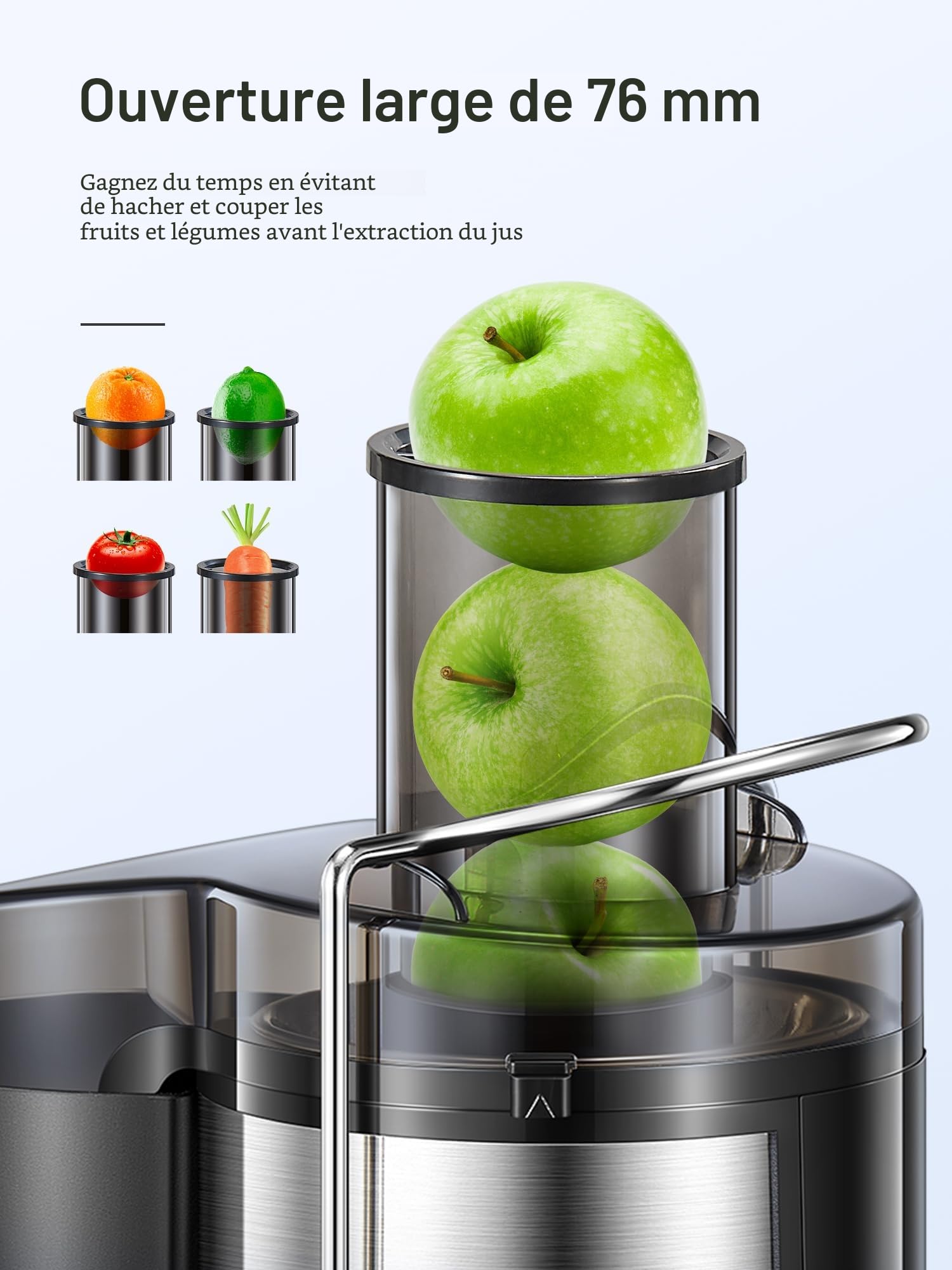 Reemix Centrifugeuse Extracteur de Jus, Centrifugeuse Fruits et Legumes à 2 Vitesses, 65 MM Large Bouche, Pieds Antidérapants, Brosse de Nettoyage Incluse (noir, 500W)