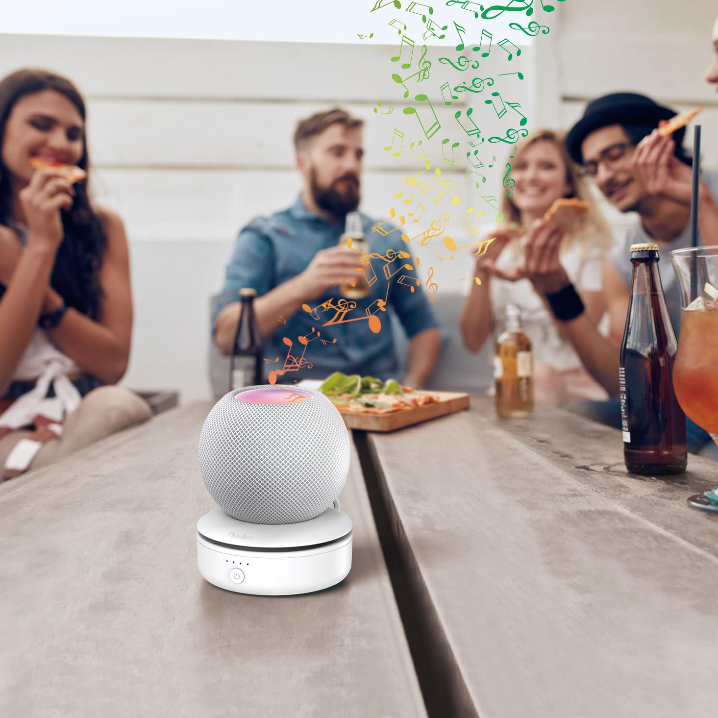 PlusAcc Compatible avec HomePod Mini Batterie 10000mAh Base de Batterie Portable Externe Support sans Fil avec 10 Heures d'autonomie(Blanc)