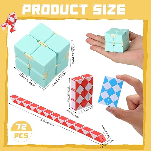 Miniatura 2 de Jenaai 72 piezas de mini cubo de serpiente para ansiedad, recuerdos de fiesta para niños, 24 bloques, rompecabezas giratorios, juguetes de 48 mini