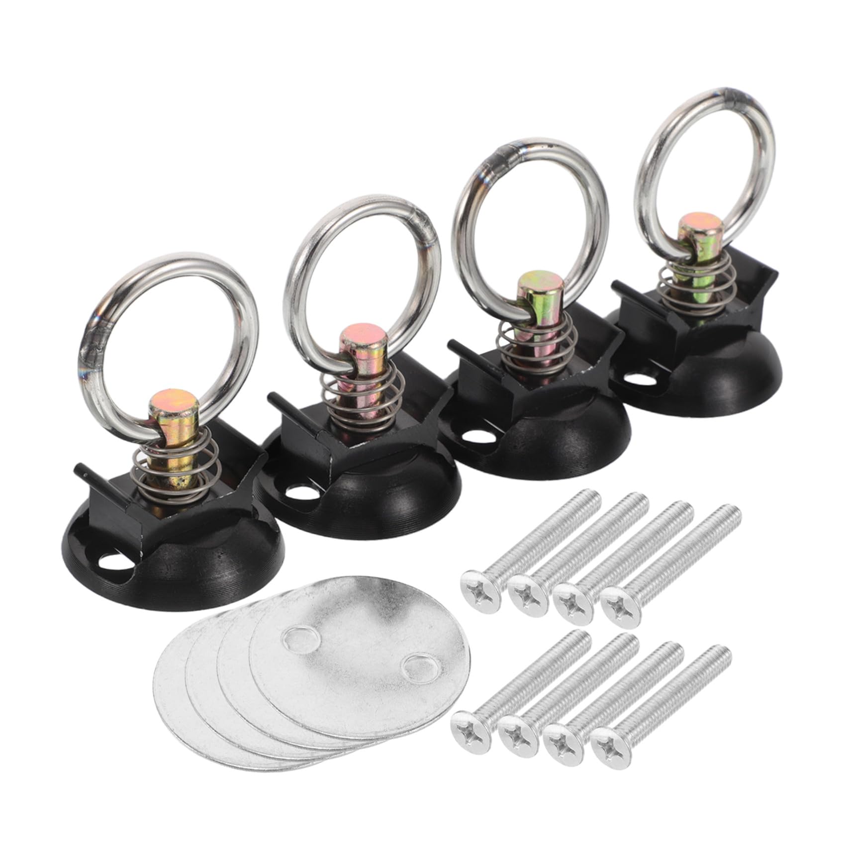 PLAFOPE Kit de 4 Puntos de Anclaje para Motocicletas y Bicicletas Fácil Instalación Redondos Gancho de Amarre Seguro en Aleación de Aluminio y Acero Inoxidable