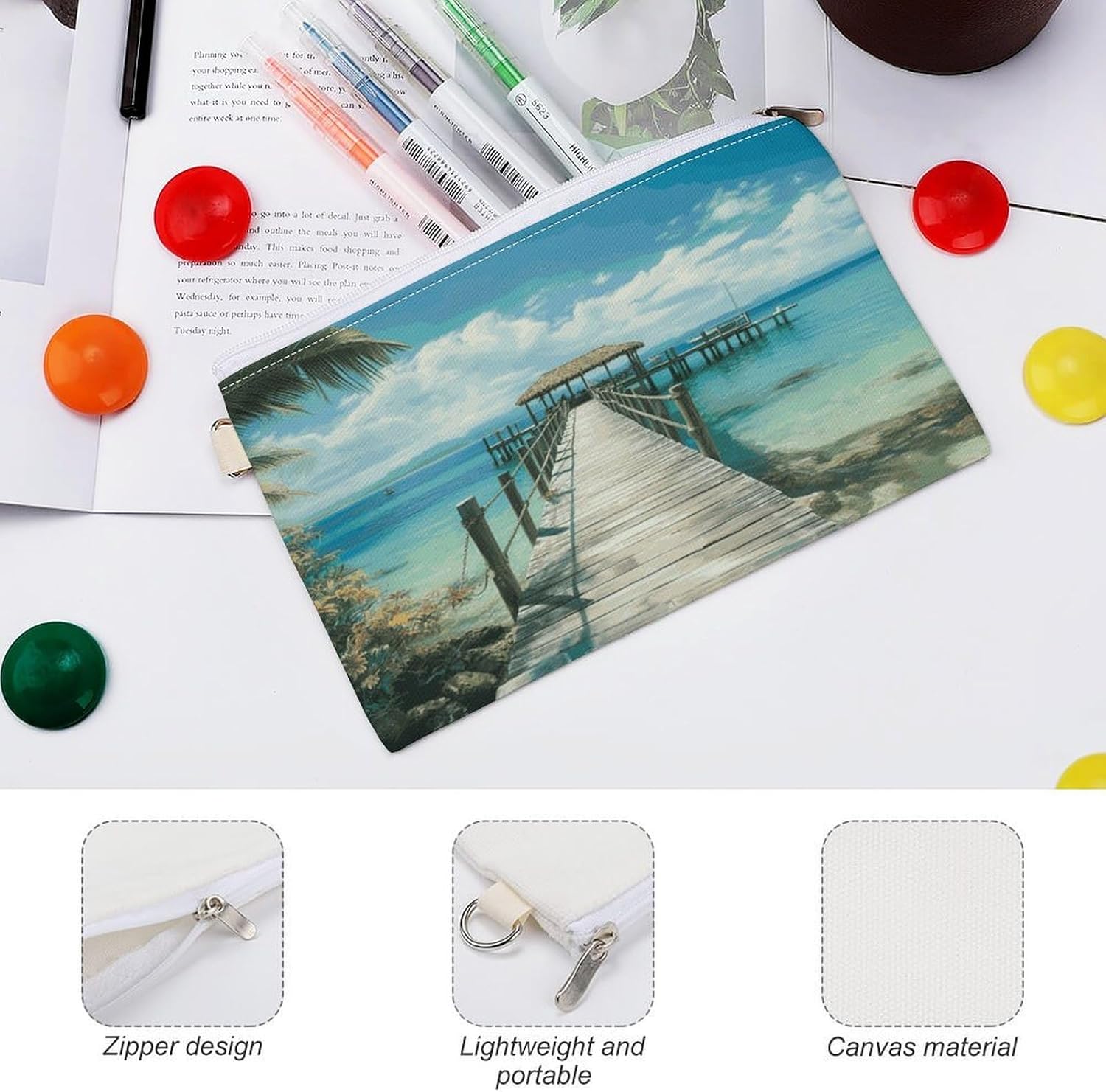 Tropical Pier Coin Purse Mini Coin Pocket Pouch Change Holder for Men Women Portable Change Wallet