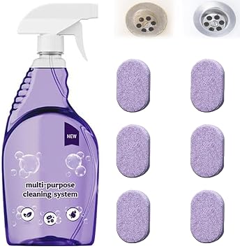The All-In-One Multi Purpose Cleaning System - Cleaning Spray for Instant Stain Removal, With Concentrated Cleaning Tablets, for Home, Kitchen, Bathroom & More 1 Bottle+6 Pcs