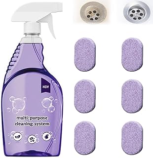 The All-In-One Multi Purpose Cleaning System - Cleaning Spray for Instant Stain Removal, With Concentrated Cleaning Tablets, for Home, Kitchen, Bathroom & More (1 Bottle+6 Pcs)