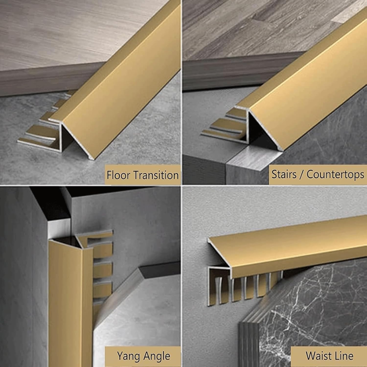 BKEKM Threshold Strip Aluminum Edge Strip Carpet Door Bar Cover Trim Waterproof Flooring Edge Trim for Stairs/Countertops Transition Bar(70cm/27.5in)