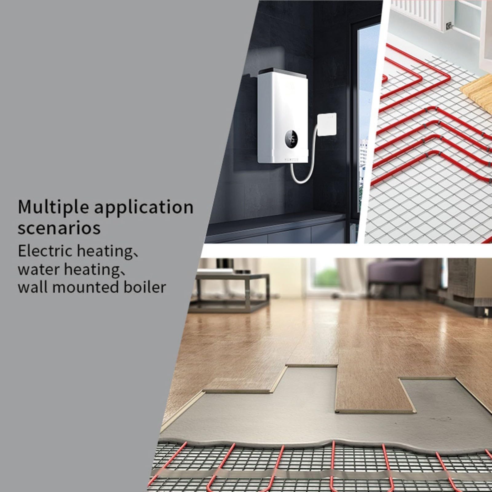 Controlador de temperatura WiFi para caldera colgante de pared, panel de termostato ABS de caldera combinada con aplicación móvil compatible con tuya (modelo regular)